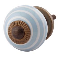 Turquoise Striped Small Ceramic Drawer Knobs Online 